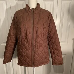 New York & Company Brown & Tan Quilted Reversible Puffer Jacket